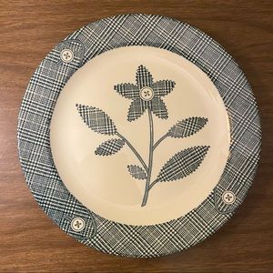 Royal Scot 50s Blue & White Gingham Plaid 12” Plate Glen Plaid Button Flower